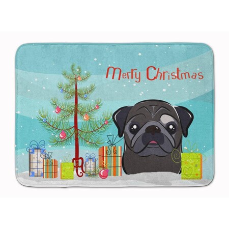 Carolines Treasures Christmas Tree and Black Pug Machine Washable Memory Foam Mat BB1635RUG